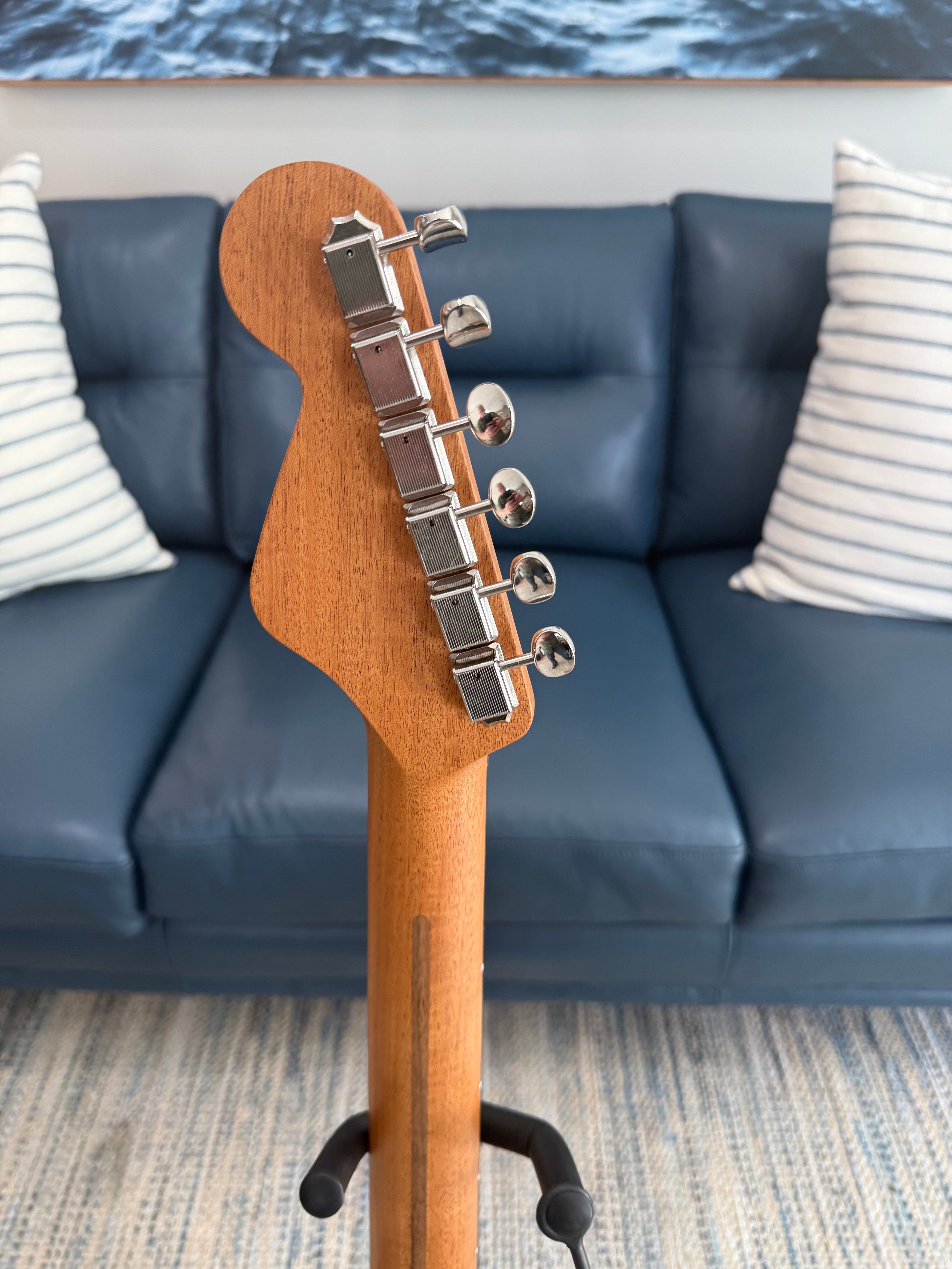 Used Fender Highway Series dreadnought acoustic electric guitar with a natural finish, showing the body and soundhole details.