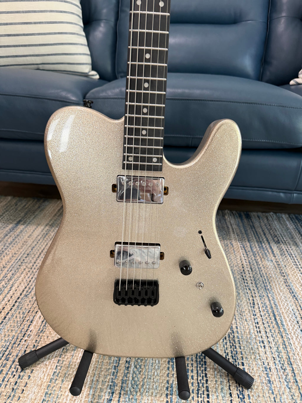 Cerberus Hermes 6HT Baritone White Sparkle musical instrument with shiny white finish and silver hardware.
