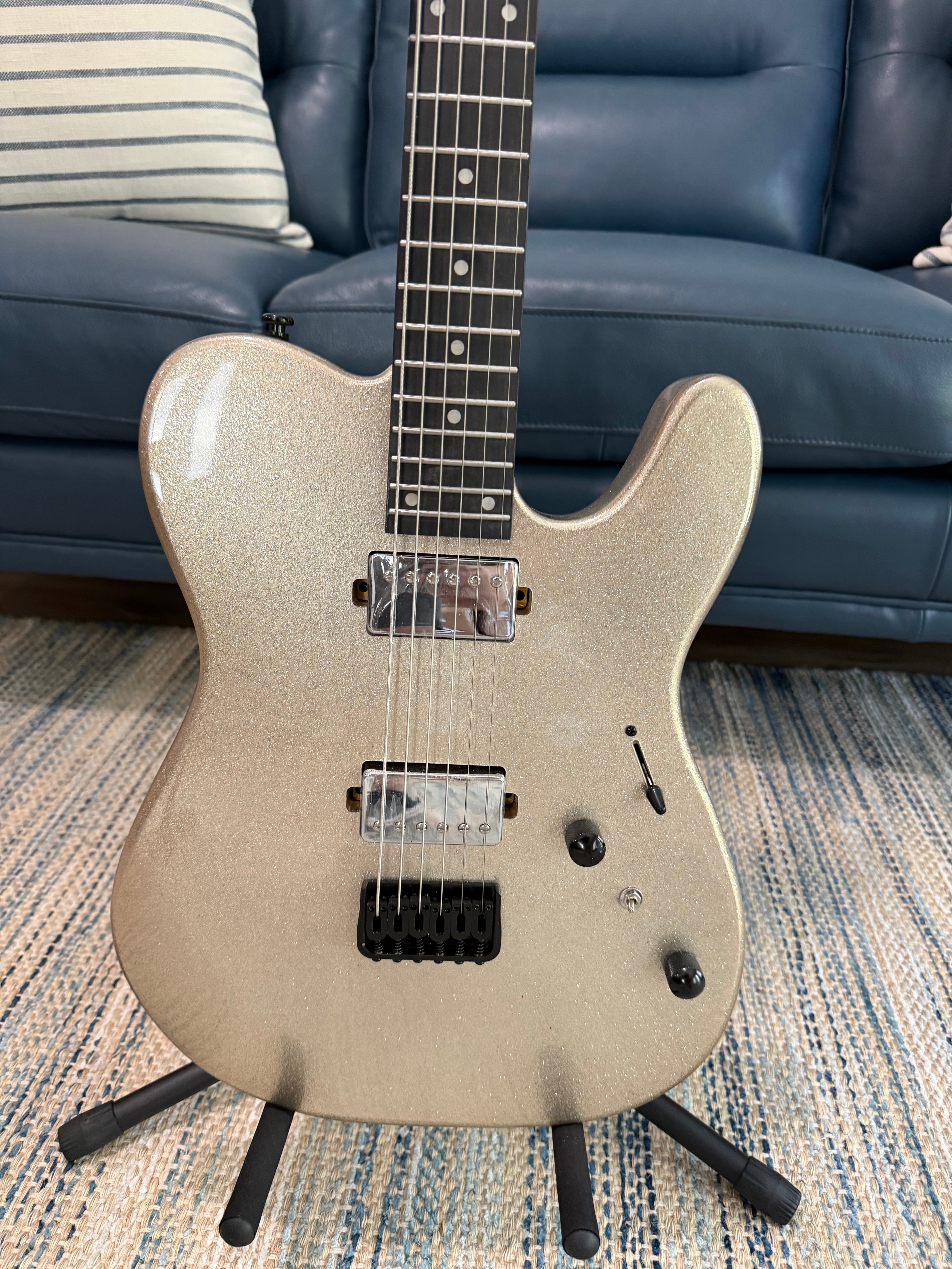 Cerberus Hermes 6HT Baritone White Sparkle musical instrument with shiny white finish and silver hardware.