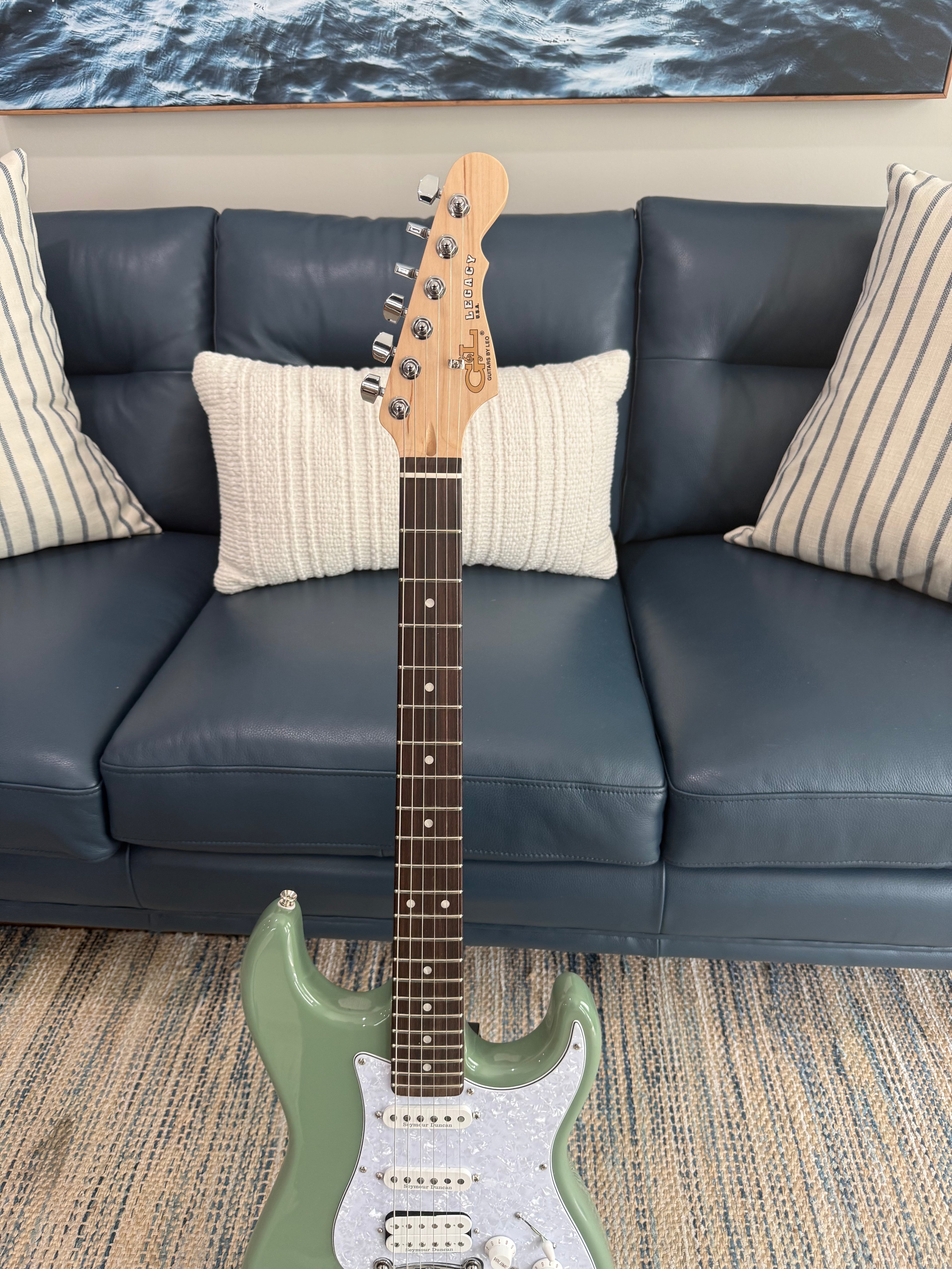 G&L Fullerton Deluxe Legacy HSS Electric Guitar Macha Green