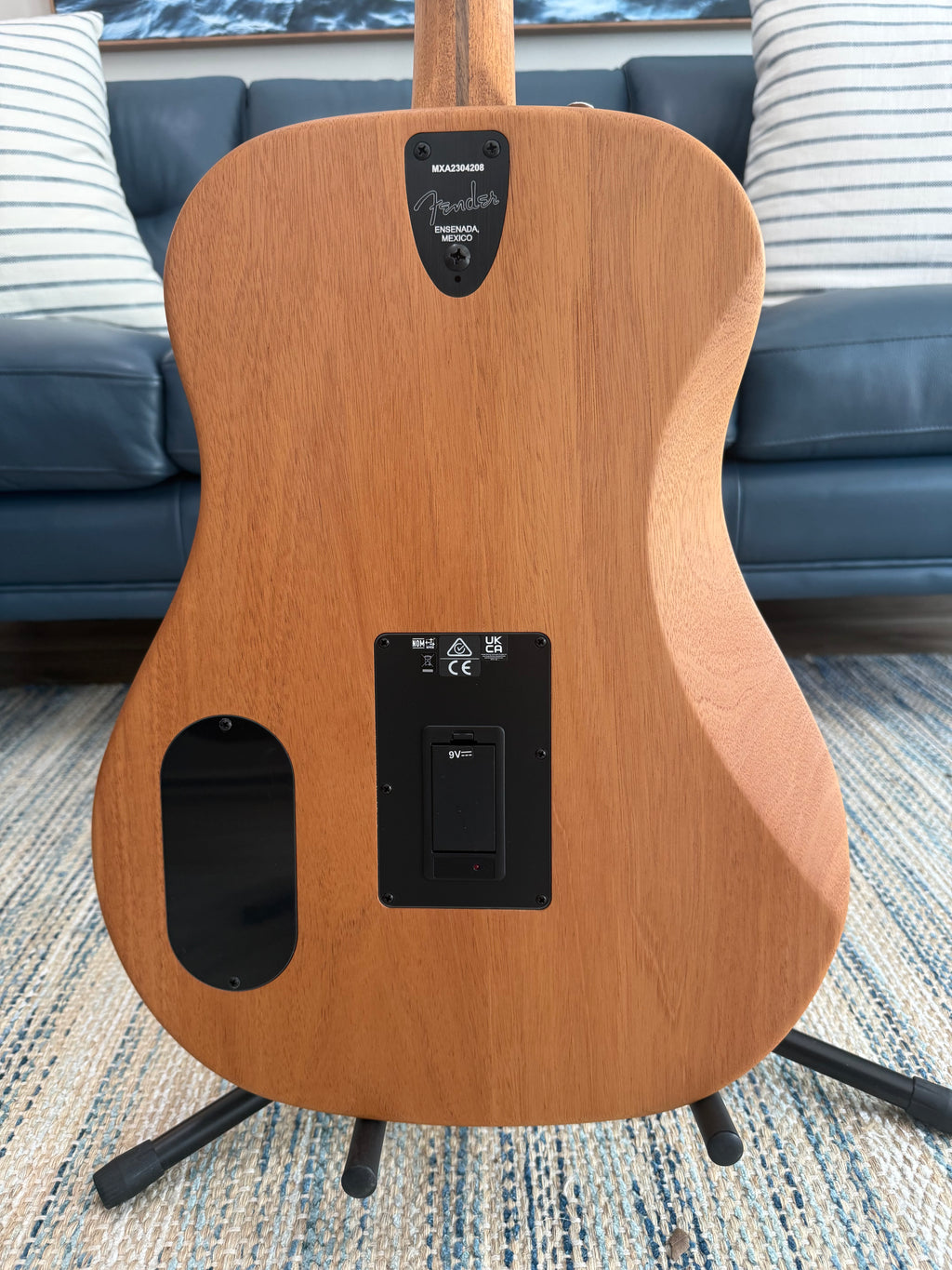 Used Fender Highway Series dreadnought acoustic electric guitar with a sleek natural finish and mint condition.