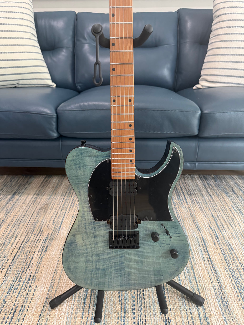 Palm Harbor Music Spira T-450 TDB guitar with natural wood finish, six strings, and detailed fretboard visible in the image.