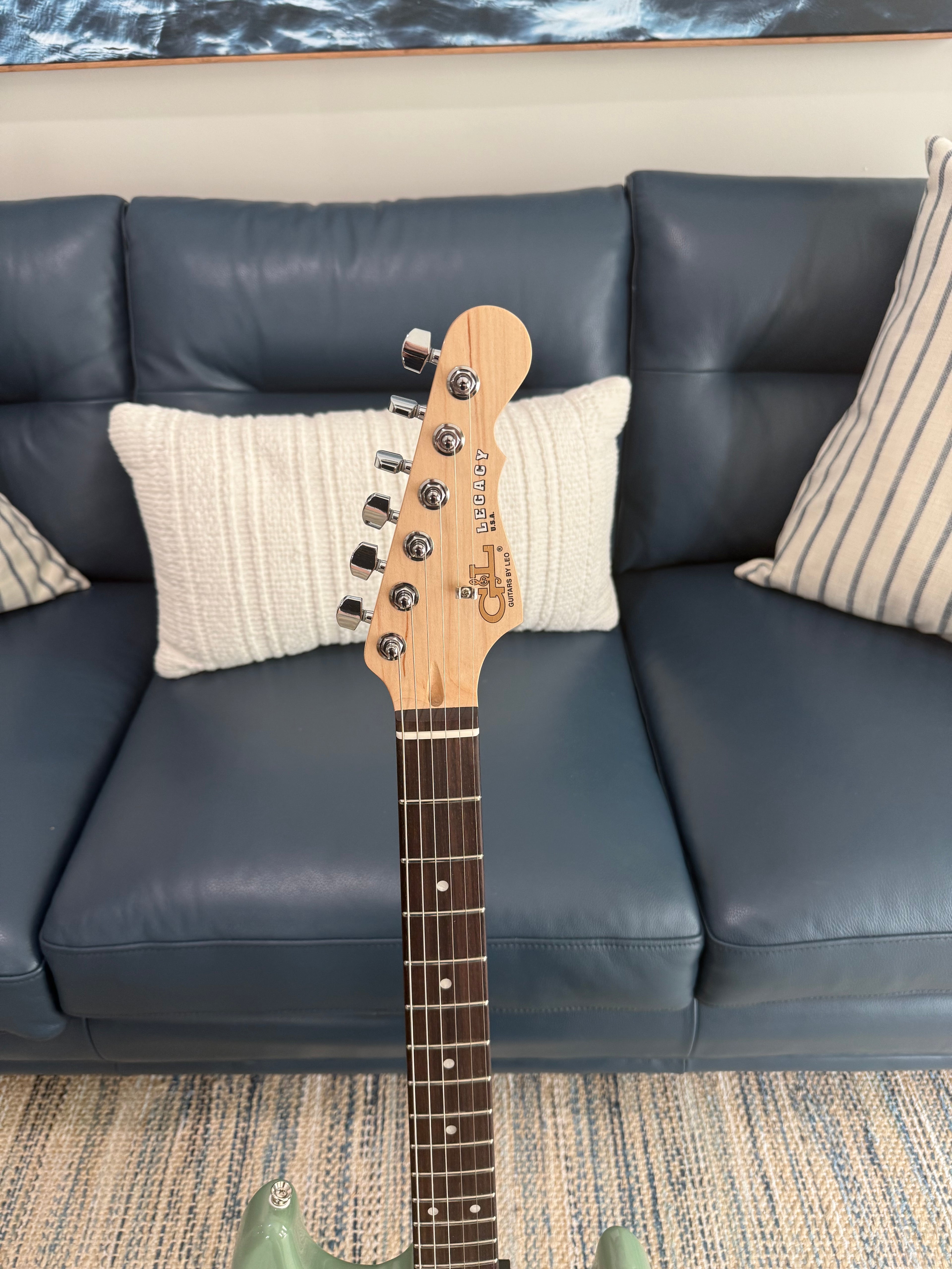 G&L Fullerton Deluxe Legacy HSS Electric Guitar Macha Green