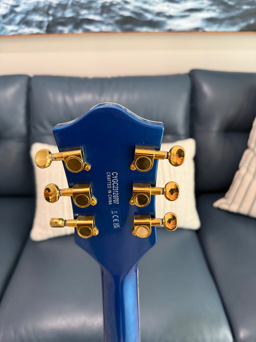 Gretsch G5655TG Electromatic® Center Block Jr. Single-Cut with Bigsby® and Gold Hardware Azure Metallic Like New