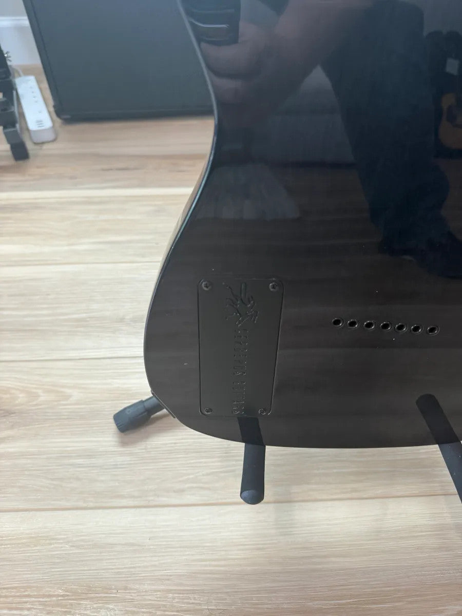 Cerberus Guitars Atlas 7 String in Titan Frost finish, showcasing sleek body design and detailed fretboard.