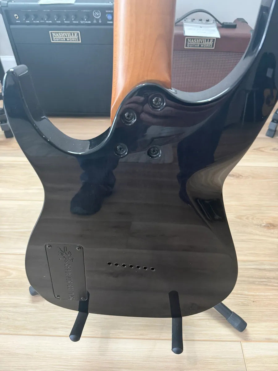 Cerberus Guitars Atlas 7 String in Titan Frost finish with sleek body and intricate fretboard details.