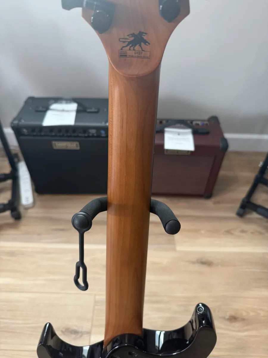 Cerberus Atlas 7 String guitar in Titan Frost finish, showcasing sleek design and detailed craftsmanship.