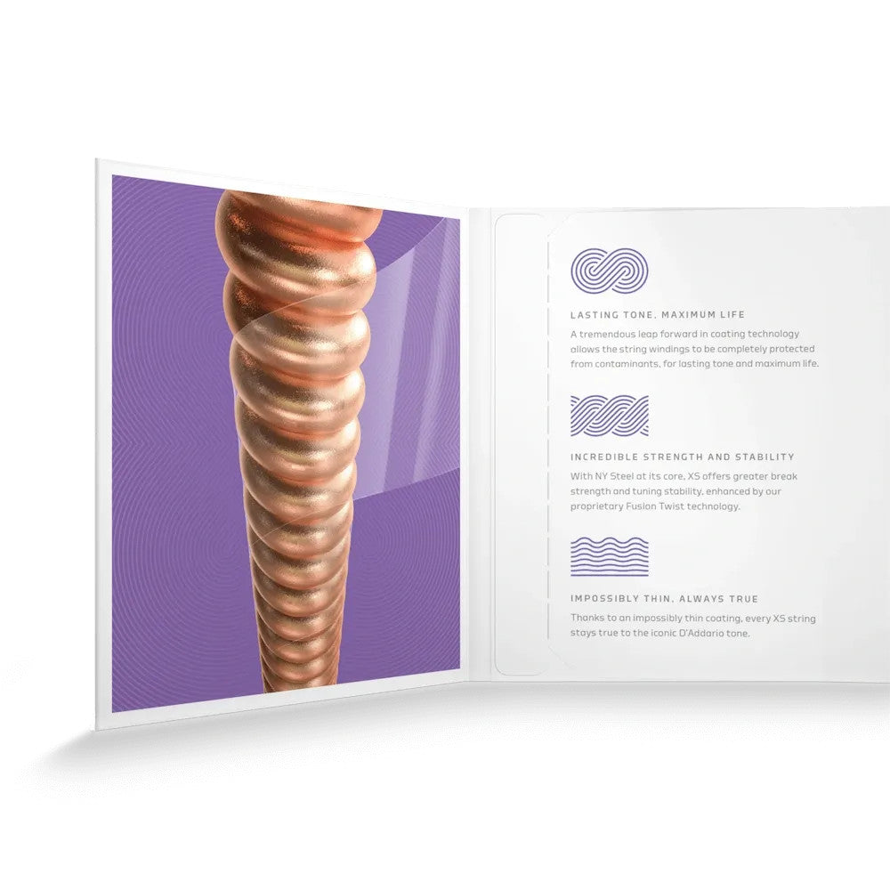 D'Addario XSAPB1152 Phosphor Bronze coated acoustic guitar strings, gauges 11-52, displayed in packaging.