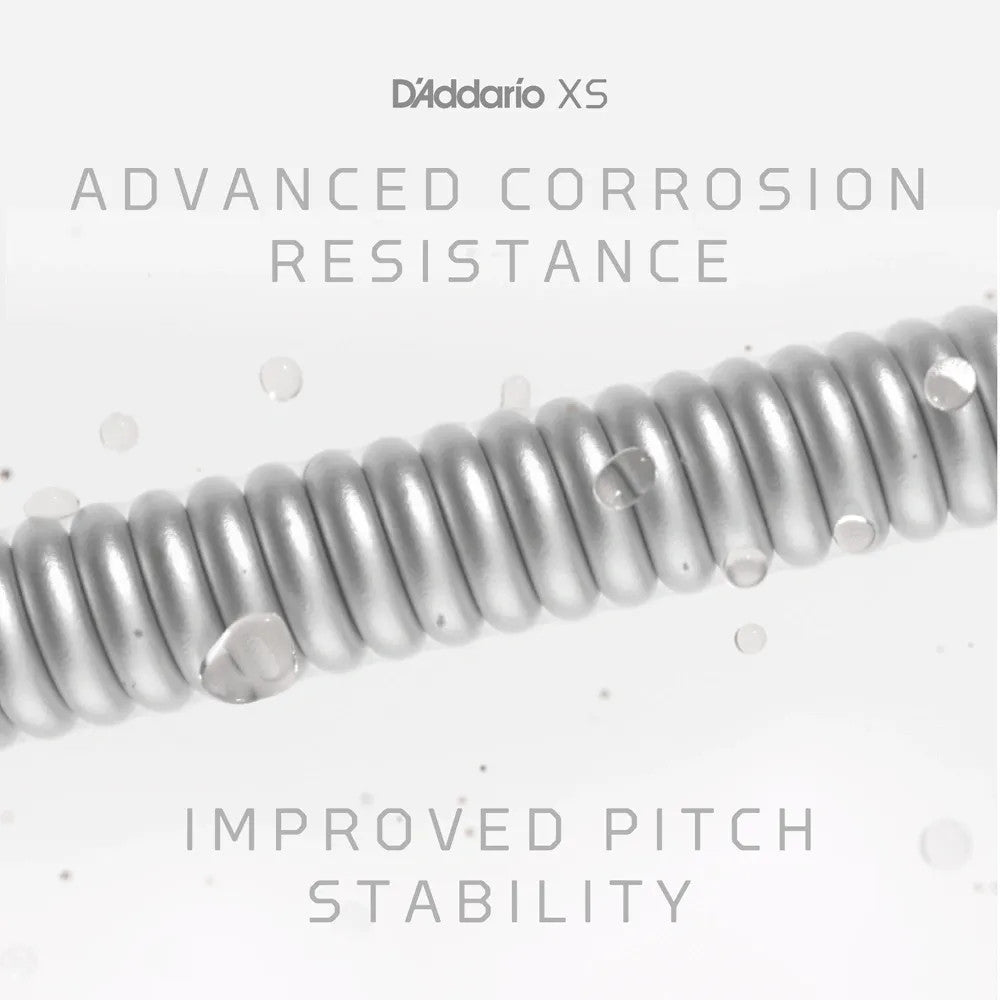 D'Addario XSAPB1253 Phosphor Bronze Coated Acoustic Guitar Strings set in light gauge 12-53, displayed on a wooden surface.