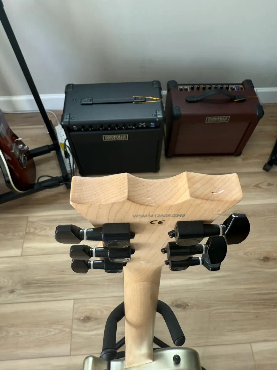 Used Dean Guitars EVO XM MSL solid body electric guitar in metallic silver with dual humbuckers.