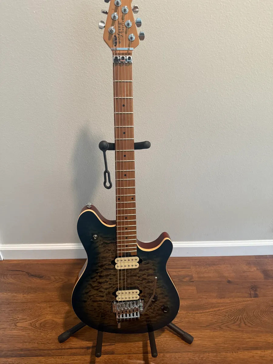 Used EVH Wolfgang Special guitar body in quilted maple with an indigo burst finish.