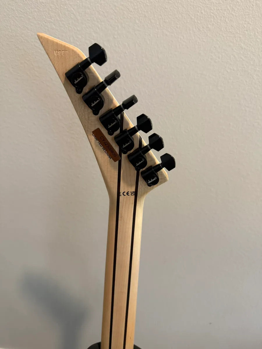 Used Jackson Pro Plus Series Dinky DKAQ in Ghost Burst finish, showcasing its sleek body and modern design features.