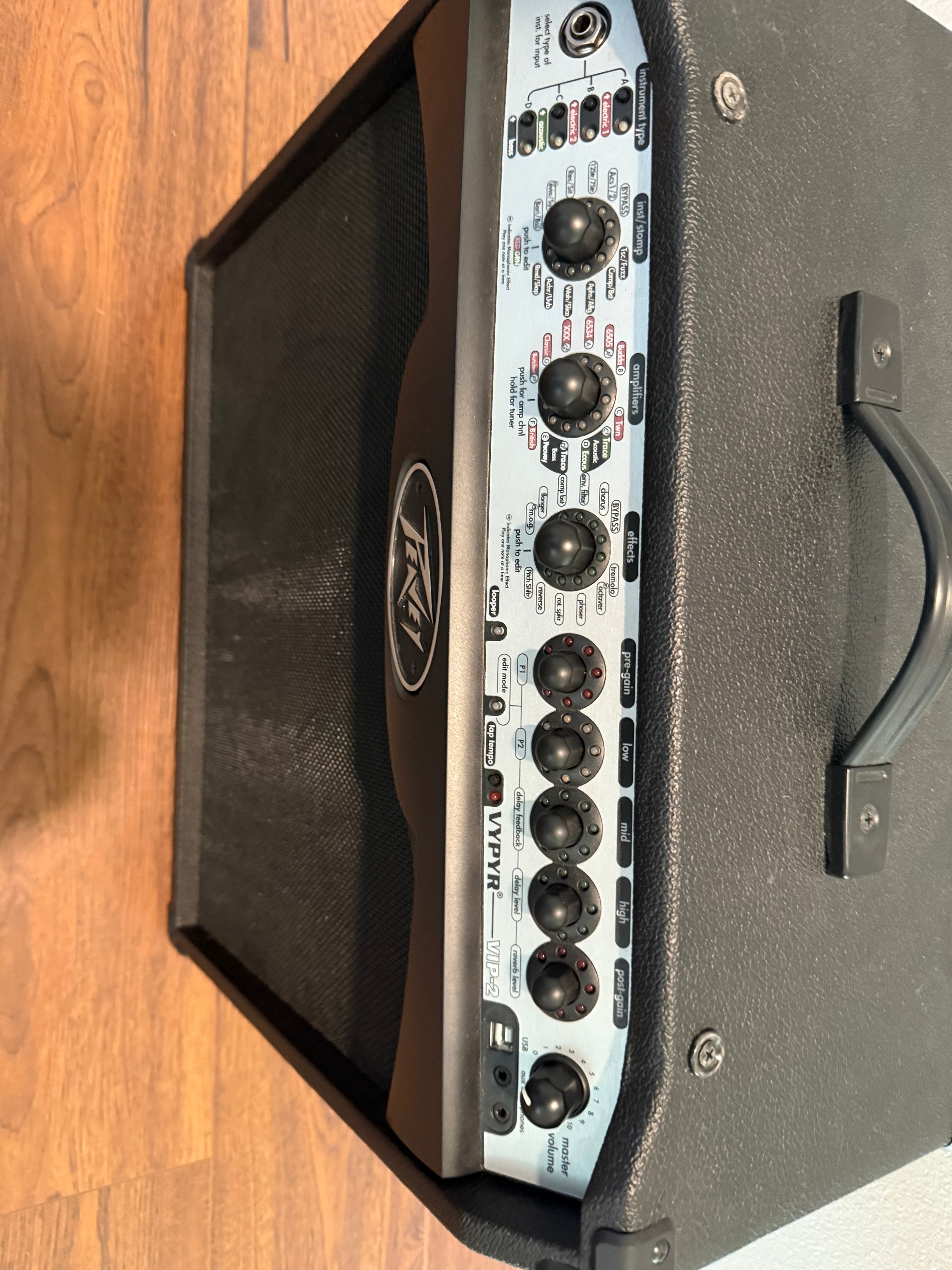 Used Peavey Vypyr VIP 2 40W combo amp with knobs and speaker grille visible in the image.