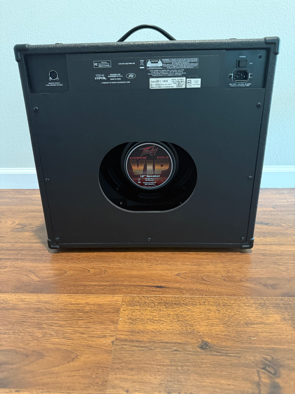 Used Peavey Vypyr VIP 2 40W combo amp with controls and speaker visible, showcasing its modeling features.
