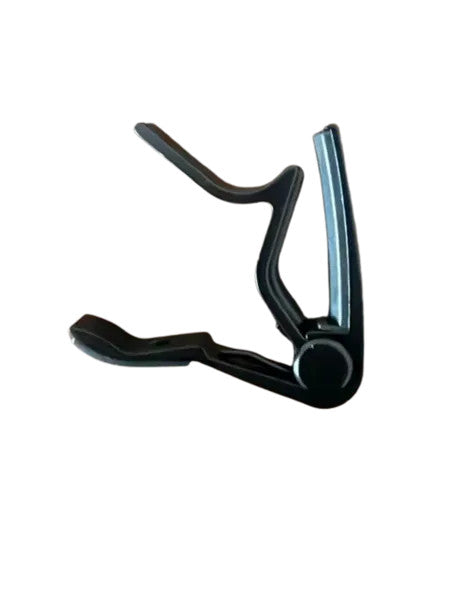 Black new capo for guitars, featuring a sleek design and sturdy grip, ideal for musicians and guitar players.