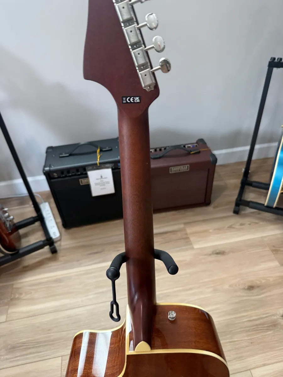Used Washburn Redondo Player Acoustic Electric Guitar with a rich red finish and a classic design.