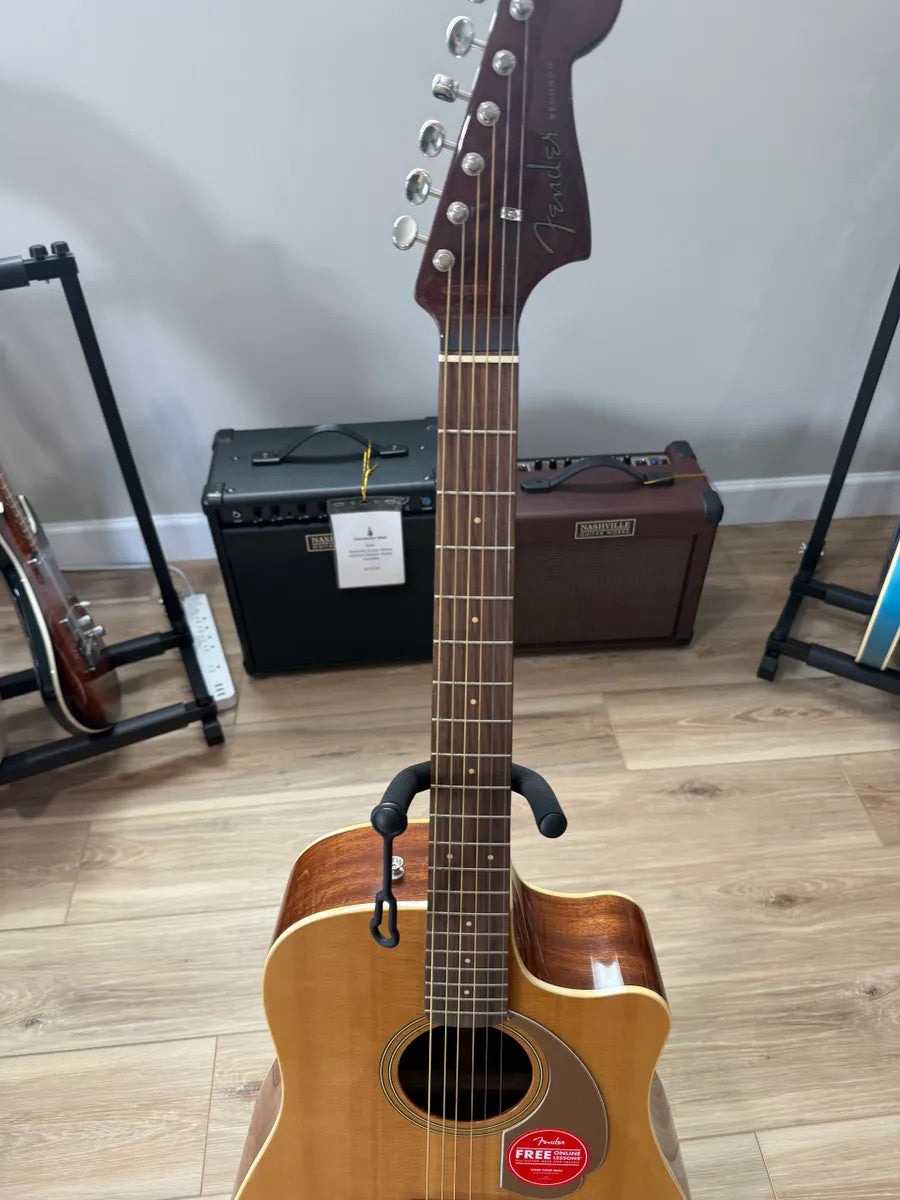 Used Washburn Fender Redondo Player Acoustic Electric Guitar with a sunburst finish and natural wood details.