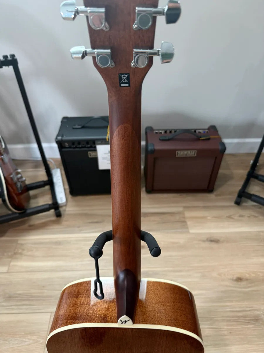Used Washburn HG12SO WEK Heritage acoustic guitar with a natural wood finish and classic body shape.